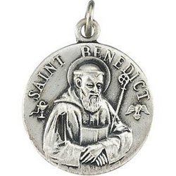 Small Saint Benedict Round Relief Religious Medal