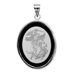 Saint Michael Black Onyx Oval Bezel Frame Medal