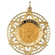 14K Gold Saint Christopher Medal