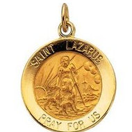 14K Gold Saint Lazarus Medal