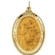 14K Gold Saint Christopher Medal