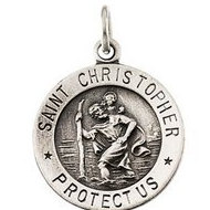 14K White Gold Saint Christopher Medal