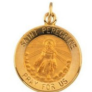 14K Gold Saint Peregrine Medal
