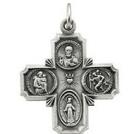 14K White Gold Four Way Medal