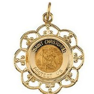 14K Gold Saint Christopher Medal