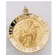 14K Gold Saint Francis of Assisi Medal