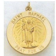 14K Gold Saint Raphael Medal