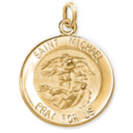 14K Gold Saint Michael Medal