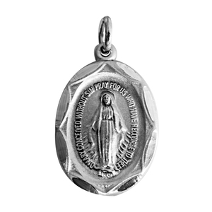 Pewter Polished Miraculous Medal Pendant