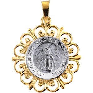 14K White and Yellow Gold Miraculous Medal