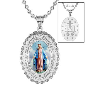Miraculous Medal Doily Border Color Oval  EXCLUSIVE 