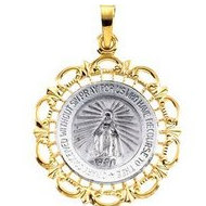 14K White and Yellow Gold Miraculous Medal