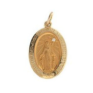 14K Gold Miraculous Medal [H] w/ Diamond