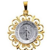 14K White and Yellow Gold Miraculous Medal