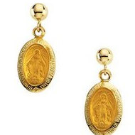 14K Gold Miraculous Medal Earrngs