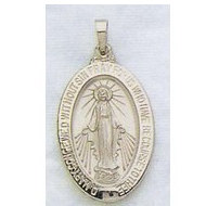 14K White Gold Miraculous Medal