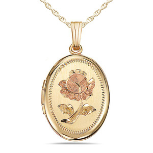 14K Gold Filled Rose Oval Photo Locket