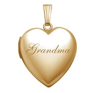 Yellow Gold Grandma Heart Photo Locket