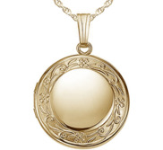 14k Gold Filled Floral Round Photo Locket