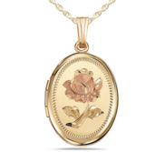 14K Gold Filled Rose Oval Photo Locket