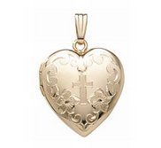 14k Gold Filled Cross Heart Photo Locket