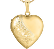 14k Gold Filled Heart Floral Design Photo Locket