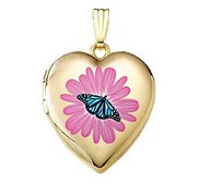 14K Gold Filled Flower Butterfly Heart Photo Locket