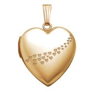 Solid 14K Yellow Gold Sweetheart with Cascade of Hearts Locket