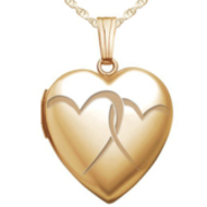14K Gold Filled Yellow Interlocking Hearts Heart Locket