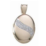14k Premium Weight Yellow Gold Oval With Diamonds Picture Locket