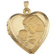 14k Yellow Heart Mother Picture Locket