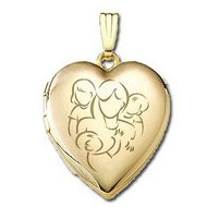 14K Yellow Gold "Mom with Daughter and Two Sons" Locket