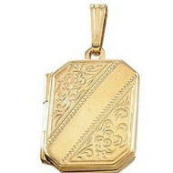 14K Yellow Gold Small Emerald Shaped Locket
