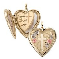 14K Heart "Jesus Loves Me" Engraved Locket