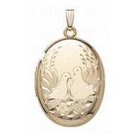 14K Gold Filled Lovebird Oval Locket