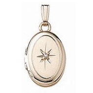 14K Yellow Gold Children's Oval Locket w/ Genuine Diamond