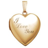 Solid 14K Yellow Gold Sweetheart I Love You Locket