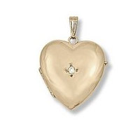 14K Yellow Gold Heart Four Photo Locket W/ Diamond
