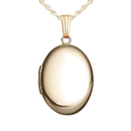 Solid 14k Yellow Gold Oval Locket