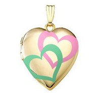 14K Gold Filled Interlocking Color Hearts Locket