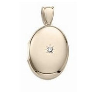 14k Premium Weight Yellow Gold Oval with Center Diamond Picture Locket
