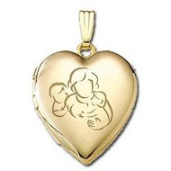 14K Yellow Gold "Mom with Son and Daughter" Locket