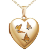 14K Gold Filled Monarch Butterfly Heart Locket