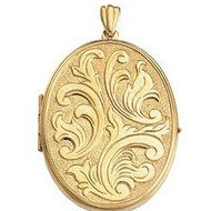 14k Yellow Gold Oval Large Embossed Locket