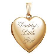 Solid 14K Yellow Gold Daddy s Little Girl Heart Locket