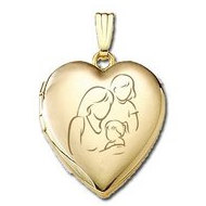 14K Yellow Gold "Mom with Two Daughters" Locket