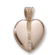 14k Premium Weight Yellow Gold Heart with Diamonds Picture Locket