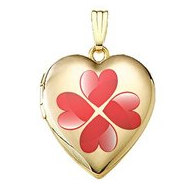14K Gold Filled Four Heart Clover Locket