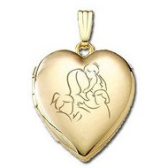 14K Yellow Gold "Mom with Three Daughters" Locket
