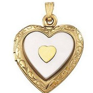 14K Yellow Gold Two Tone Heart Locket